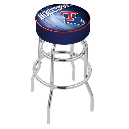 Holland Bar Stool Co 25" Louisiana Tech Cushion Seat, 2-Ring Chrome Swivel Bar Stool L7C125LaTech-D2